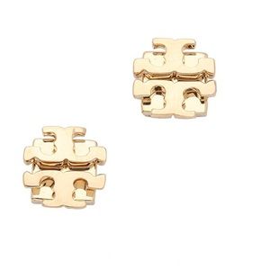 Authentic Tory Burch SmallT Logo Studs in Gold
